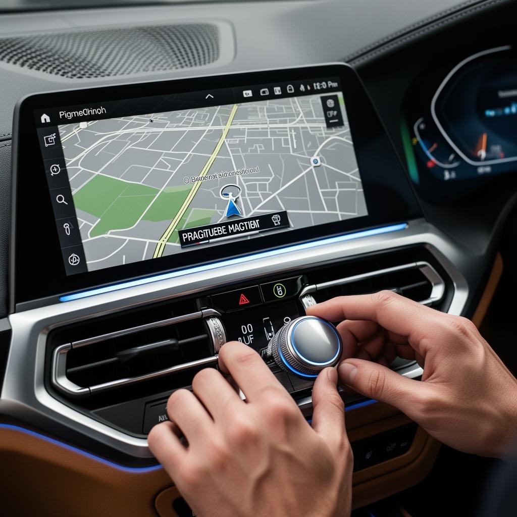BMW iDrive screen with updated navigation map